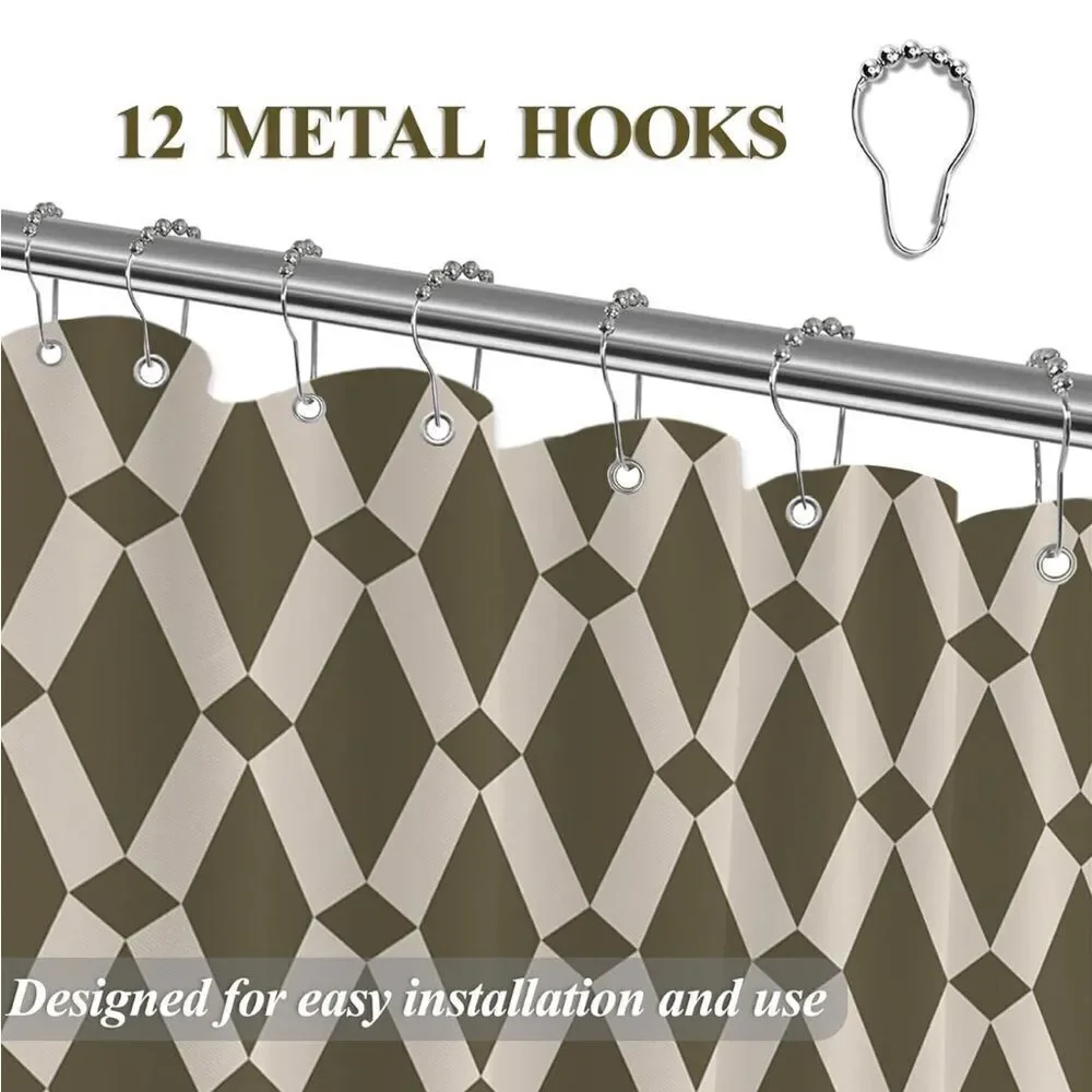- Morden Shower Curtain For Bathroom, Geometric Olive Green Bathroom Curta…